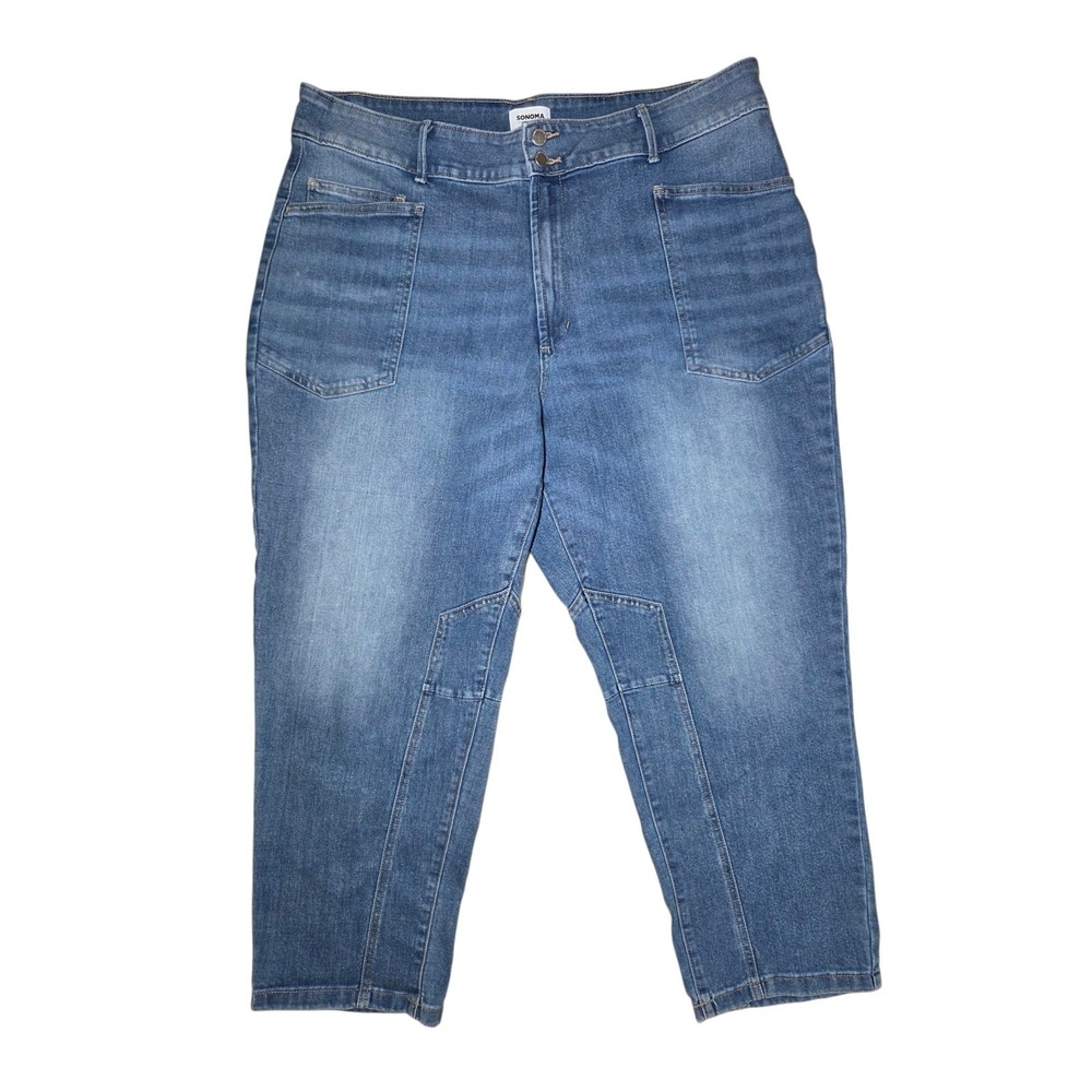 Sonoma Straight Leg Patch Pocket Medium Wash High Rise Slight Crop Jeans 20W
